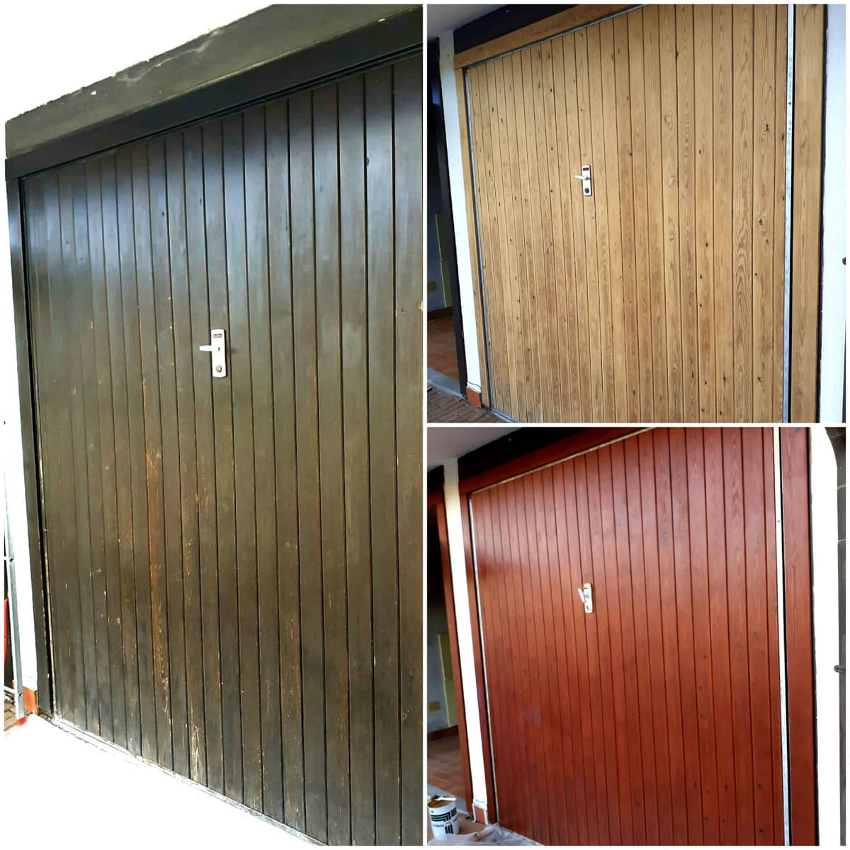Restauro porta in legno scura – prima e dopo – v2